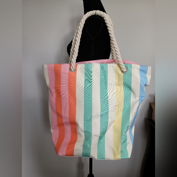 Handbags - Striped Large Tote Bag